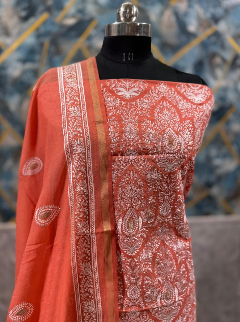 Exclusive Chanderi Silk Banarasi Unstitched Suit