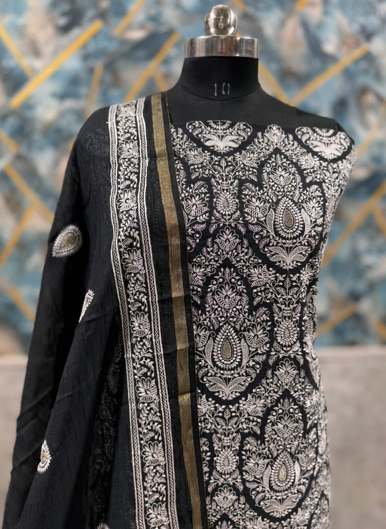 Exclusive Chanderi Silk Banarasi Unstitched Suit