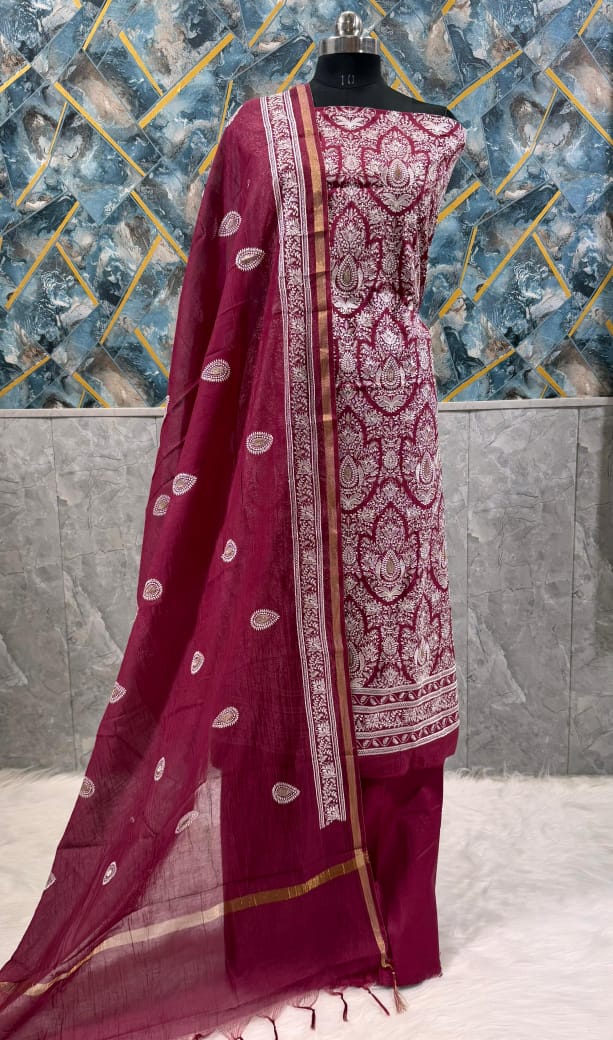 Exclusive Chanderi Silk Banarasi Unstitched Suit