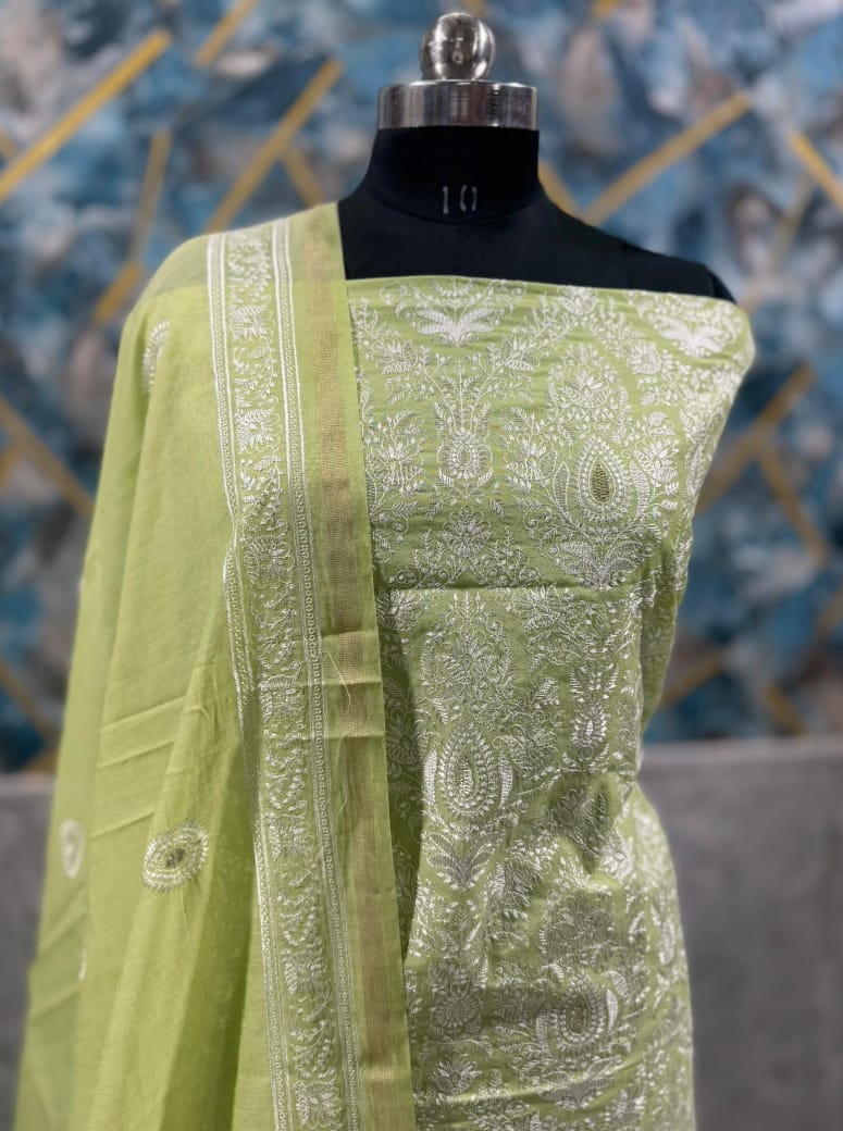 Exclusive Chanderi Silk Banarasi Unstitched Suit
