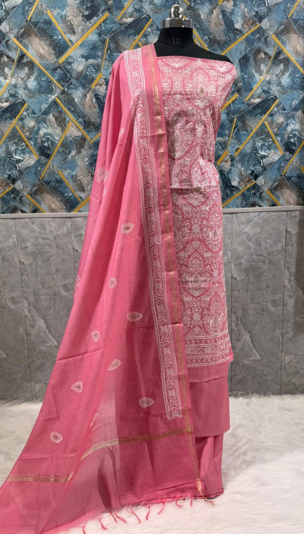 Exclusive Chanderi Silk Banarasi Unstitched Suit