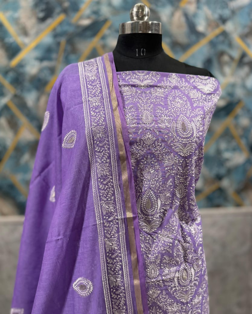 Exclusive Chanderi Silk Banarasi Unstitched Suit