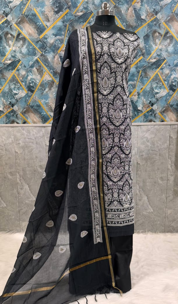 Exclusive Chanderi Silk Banarasi Unstitched Suit