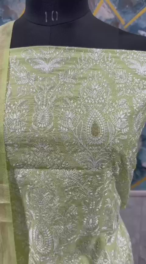 Exclusive Chanderi Silk Banarasi Unstitched Suit